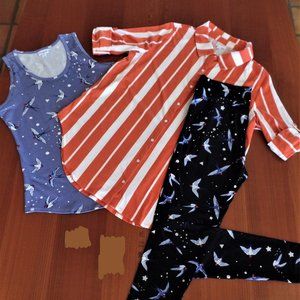 LULAROE! M- VALENTINA SHIRT,TANK TOP & OS-LEGGINGS